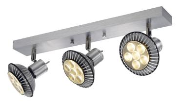 ASTO, Wand- und Deckenleuchte, dreiflammig, QPAR51, aluminium gebürstet, max. 225 W