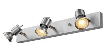 Preview: ASTO, Wand- und Deckenleuchte, dreiflammig, QPAR51, aluminium gebürstet, max. 225 W