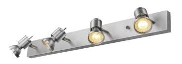 Preview: ASTO, Wand- und Deckenleuchte, vierflammig, QPAR51, aluminium gebürstet, max. 300 W