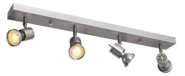 Preview: ASTO, Wand- und Deckenleuchte, vierflammig, QPAR51, aluminium gebürstet, max. 300 W