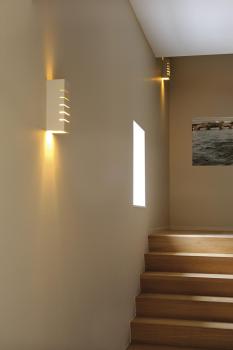 PLASTRA, Wandleuchte, eckig, 100 Slot, weißer Gips, E14, max. 40 W