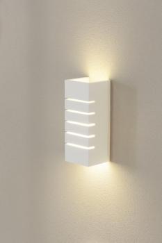 PLASTRA, Wandleuchte, eckig, 100 Slot, weißer Gips, E14, max. 40 W