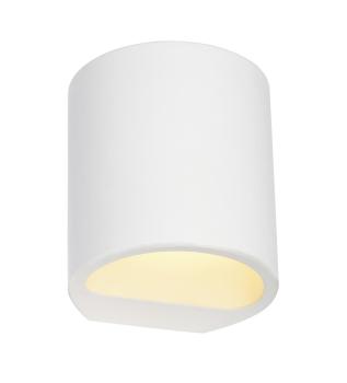 PLASTRA 104, Wandleuchte, QT14, rund, weißer Gips, QT14, max. 42 W