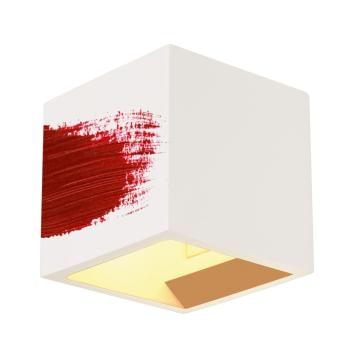 PLASTRA, Wandleuchte, QT14, eckig, Cube, weißer Gips, max. 42 W