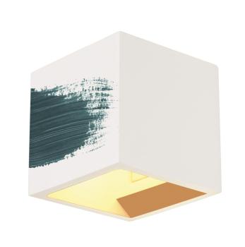 PLASTRA, Wandleuchte, QT14, eckig, Cube, weißer Gips, max. 42 W
