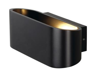 OSSA 180, Wandleuchte, QT-DE12, oval, up/down, schwarz, L/B/H 18/8/7 cm, max. 100 W