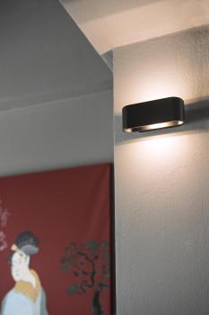 OSSA 180, Wandleuchte, QT-DE12, oval, up/down, schwarz, L/B/H 18/8/7 cm, max. 100 W