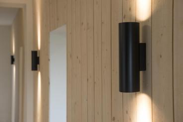 ENOLA B, Wandleuchte, QPAR51, rund, up/down, schwarz, max. 50 W, inkl. Zierring schwarz