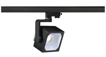 EURO CUBE, Spot für Hochvolt-Stromschiene 3Phasen, LED, 4000 K, schwarz, 60°, inkl. 3Phasen-Adapter