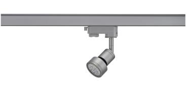 Preview: PURI TRACK, Spot für Hochvolt-Stromschiene 3Phasen, QPAR51, silbergrau, max. 50 W, inkl. 3Phasen-Adapter