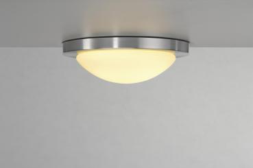 Preview: MELAN, Deckenleuchte, A60, rund, aluminium gebürstet, Glas satiniert, max. 60 W