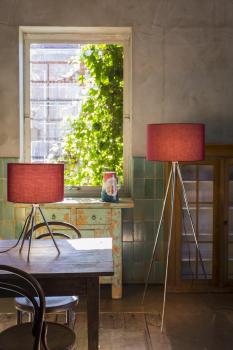 Preview: FENDA, Standleuchte, A60, chrom, ohne Schirm, max. 40 W