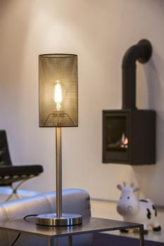 FENDA, Tischleuchte, Leuchtenfuß, A60, metall gebürstet, ohne Schirm, max. 60 W