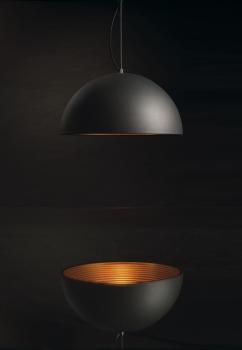 FORCHINI M 50, Pendelleuchte, A60, rund, schwarz/gold, Ø 50 cm, max. 40 W