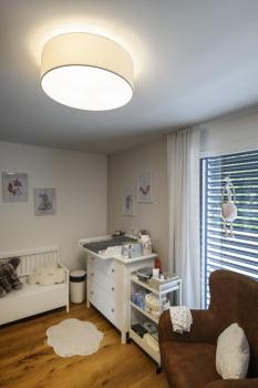 Preview: TENORA, Deckenleuchte, TC-(D,H,T,Q)SE, rund, Schirm weiß Ø/H 50/15 cm, max. 3x23 W