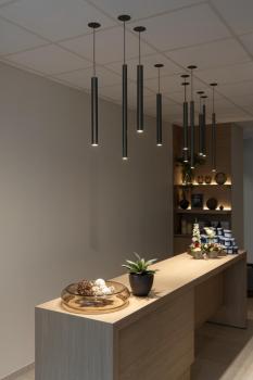 HELIA 30, Pendelleuchte, LED, 3000 K, rund, schwarz, flache Rosette zum Einbau, 7,5 W