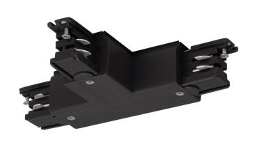 S-TRACK T-Verbinder, links, Erde innen, mit Einspeisemöglichkeit, PHASE, schwarz