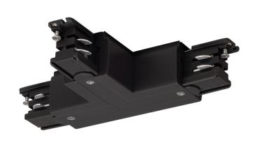 S-TRACK T-Verbinder, rechts, Erde innen, mit Einspeisemöglichkeit, PHASE, schwarz