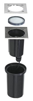 Preview: DASAR® EXACT 116, Outdoor Bodeneinbauleuchte, QPAR51, IP67, eckig, edelstahl 316, max. 35 W