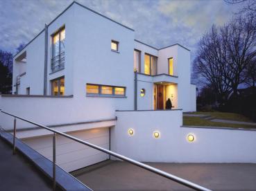 Preview: BULAN, Outdoor Wand- und Deckenleuchte, C35, IP44, rund, silbergrau, Glas satiniert, max. 60 W