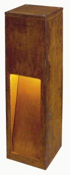 Preview: RUSTY® SLOT 50, Outdoor Standleuchte, TC-DSE, IP44, stahl gerostet, L/B/H 12/12/50 cm, max. 11 W