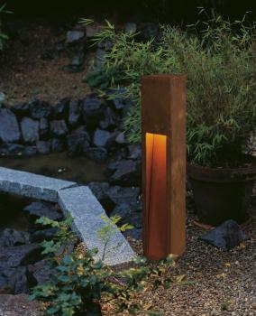 Preview: RUSTY® SLOT 80, Outdoor Standleuchte, TC-DSE, IP44, stahl gerostet, L/B/H 12/12/80 cm, max. 11 W