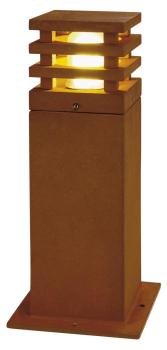 RUSTY® 40, Outdoor Standleuchte, TC-DSE, IP55, eckig, stahl gerostet, L/B/H 12/12/40 cm, max. 11 W