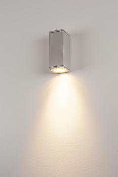 Preview: THEO, Outdoor Wandleuchte, QPAR51, eckig, silbergrau, max. 35 W