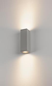 THEO UP/DOWN, Outdoor Wandleuchte, QPAR51, IP44, eckig, up/down, silbergrau, max. 70 W