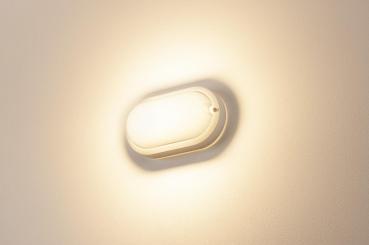 Preview: TERANG 200, Outdoor Wand- und Deckenleuchte, LED, 3000 K, IP44, oval, weiß, 11 W