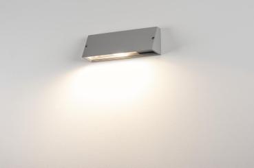 Preview: PEMA®, Outdoor Wandleuchte, TC-(D,H,T,Q)SE, IP65, rechteckig, silbergrau, max. 15 W