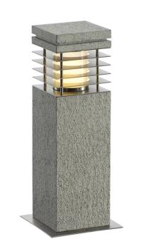 ARROCK GRANITE 40, Outdoor Standleuchte, TC-(D,H,T,Q)SE, IP44, eckig, salt & pepper, Granit, L/B/H 12/12/40 cm, max. 15 W,