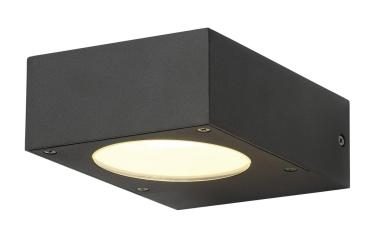 QUADRASYL, Outdoor Wandleuchte, Energiesparleuchte GX53, IP44, eckig, L/B/H 15/12/5,5 cm, anthrazit, max. 11 W