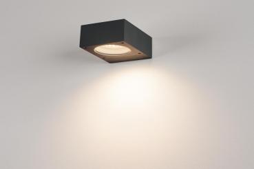 QUADRASYL, Outdoor Wandleuchte, Energiesparleuchte GX53, IP44, eckig, L/B/H 15/12/5,5 cm, anthrazit, max. 11 W