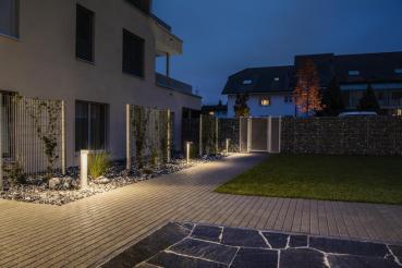 Preview: QUADRASYL 75, Outdoor Standleuchte, Energiesparleuchte GX53, IP44, eckig, silbergrau, L/B/H 19/22,5/75 cm, max. 11 W