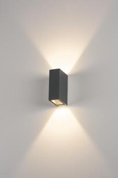 Preview: QUAD UP/DOWN 15, Wandleuchte, LED, 3000 K, IP44, eckig, up/down, anthrazit, 3,2 W