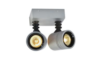 MYRA, Outdoor Wand- und Deckenleuchte, zweiflammig, QPAR51, IP55, silbergrau, max. 100 W