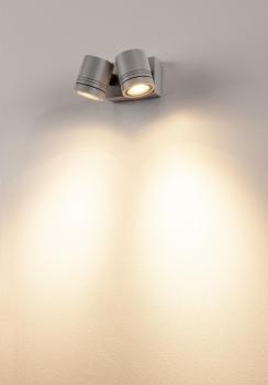 Preview: MYRA, Outdoor Wand- und Deckenleuchte, zweiflammig, QPAR51, IP55, silbergrau, max. 100 W