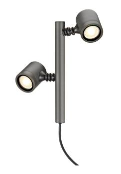 MYRA SPOT, Outdoor Spiessleuchte, zweiflammig, LED GU10 51 mm, IP44, anthrazit, 18 W