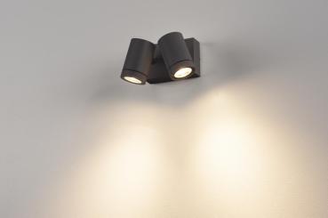 Preview: HELIA, Outdoor Wandleuchte, zweiflammig, LED, 3000 K, IP55, anthrazit, schwenkbar, 2x8 W
