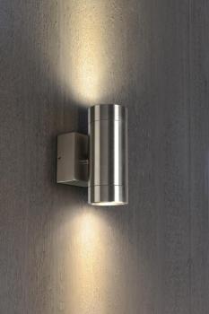 Preview: ASTINA STEEL, Outdoor Wandleuchte, QPAR51, IP44, rund, edelstahl 304, max. 70 W