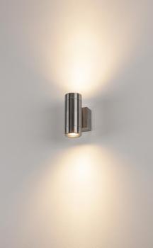 Preview: ASTINA STEEL, Outdoor Wandleuchte, QPAR51, IP44, rund, edelstahl 304, max. 70 W