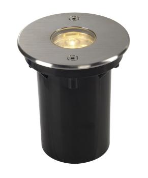 Preview: DASAR® 920, LV Outdoor LED Bodeneinbauleuchte, LED, 3000 K, IP67, rund, Blende edelstahl gebürstet, 12-25V, 6,5 W