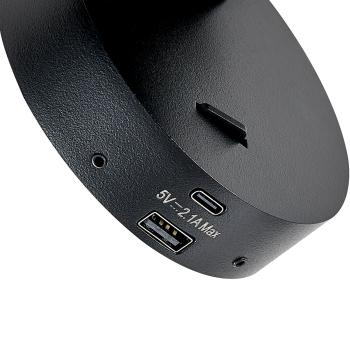 Leseleuchte - Can Tilt Round USB, 1x 7,5 W GU10, Schwarz