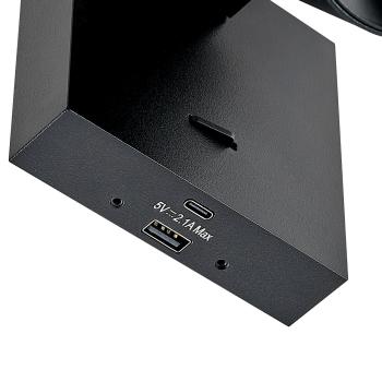 Preview: Leseleuchte - Can Tilt Square USB, 1x 7,5 W GU10, Schwarz