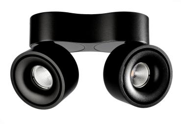 Deckenaufbauleuchte - Uni 2 Double Tilt, 20 W, DIM, 3000 K, Schwarz