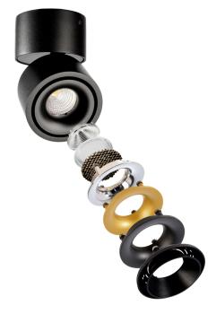 Preview: Deckenaufbauleuchte - Uni 2 Mini Tilt, 8 W, DIM, 3000 K, Schwarz