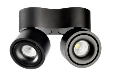 Deckenaufbauleuchte - Uni 2 Mini Double, Tilt, 21 W, DIM, 2700 K, Schwarz