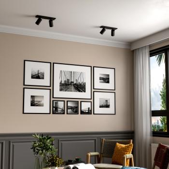 Deckenaufbauleuchte - Can Tilt Square, 2x 7,5 W GU10, Schwarz