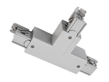 3-Phasen Schienensystem - D Line T-Verbinder rechts-rechts-links mit Wechselm., Hellgrau